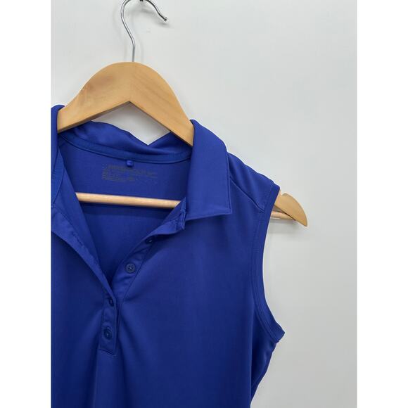 Nike Golf Women Dri-fit Sleeveless Polo Blue Golf Pickleball Preppy Size Medium - Picture 4 of 8